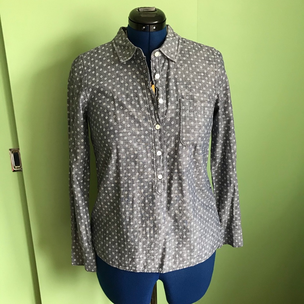 Jcrew Chambray Pop Over in Circle Print